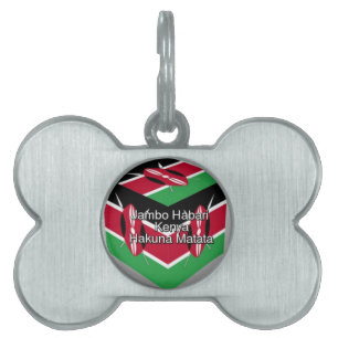 Beautiful Lovely Kenyan Flag Cube with Greeting Pet ID Tag