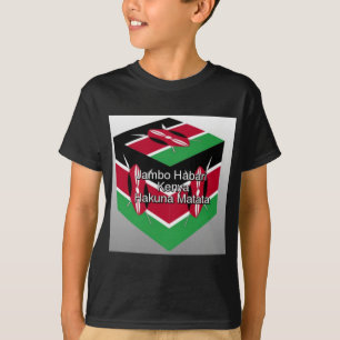 Beautiful Lovely Kenyan Flag Cube with Greeting  T-Shirt