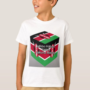 Beautiful Lovely Kenyan Flag Cube with Greeting  T-Shirt