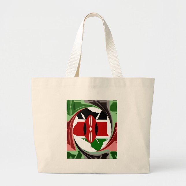 Beautiful Lovely Kenyan Whirlwind Map Design Large Tote Bag (Front)