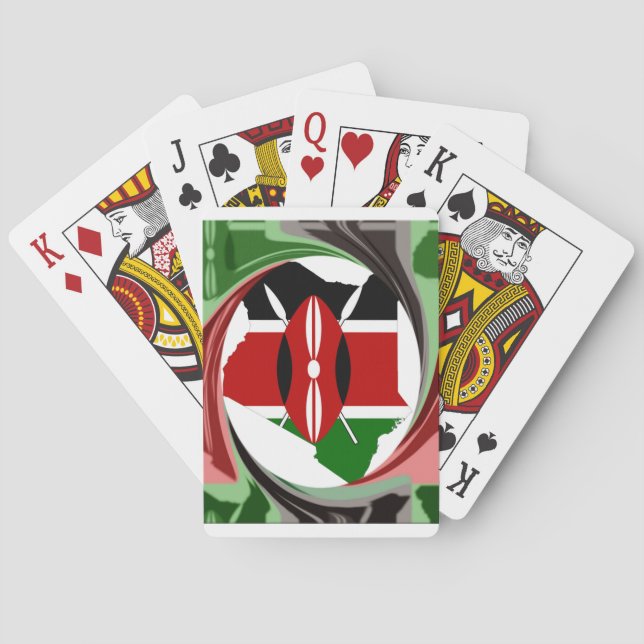 Beautiful Lovely Kenyan Whirlwind Map Design Playing Cards (Back)