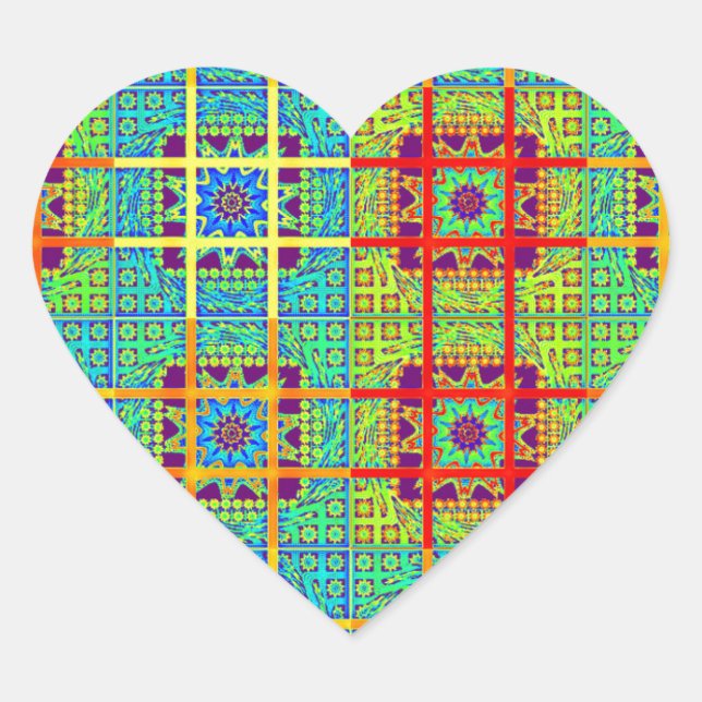 Beautiful Lovely Mayan  ethnic Print vector design Heart Sticker (Front)