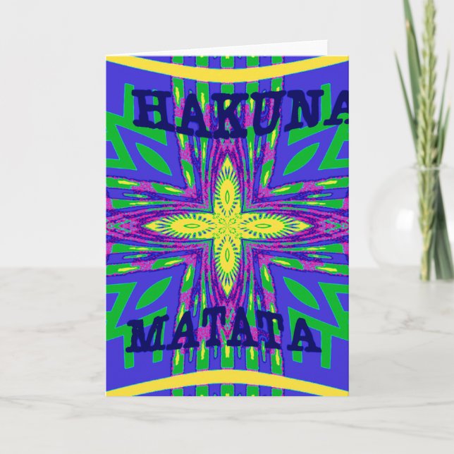 Beautiful Lovely Mombasa Kanga Hakunamatata Tribal Card (Front)