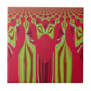 Beautiful Lovely Red and Yellow African Tribal Art Ceramic Tile