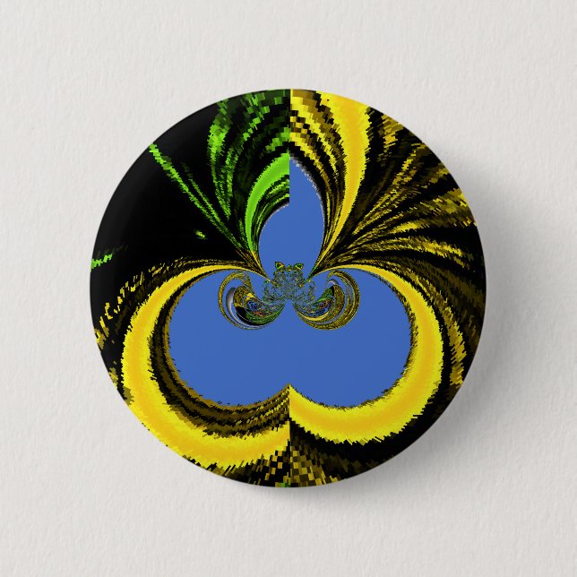 Beautiful Lovely South African Yellow and Blue Art 6 Cm Round Badge (Front)