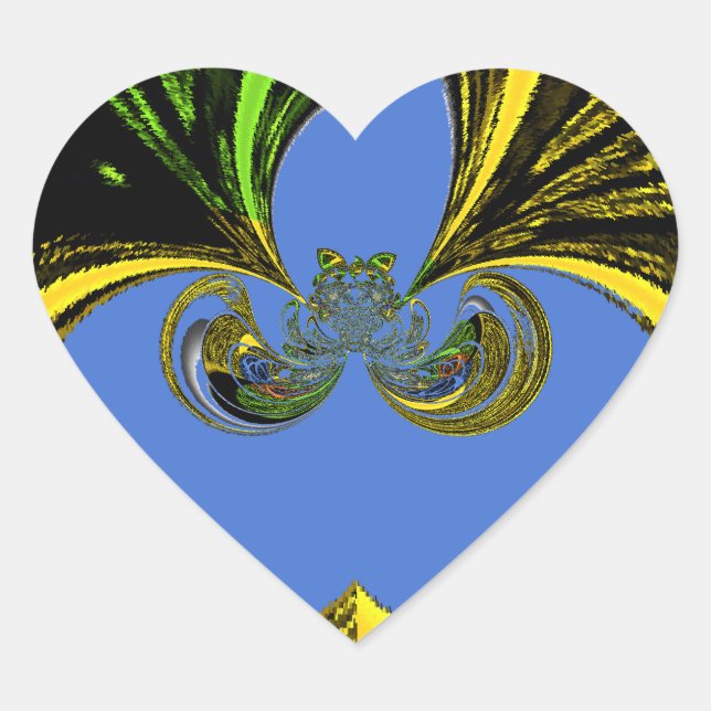 Beautiful Lovely South African Yellow and Blue Art Heart Sticker (Front)