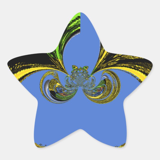 Beautiful Lovely South African Yellow and Blue Art Star Sticker (Front)