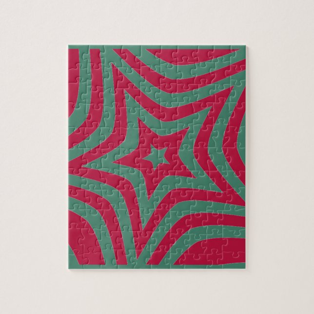 Beautiful Lovely Star Design in Red and White Jigsaw Puzzle (Vertical)