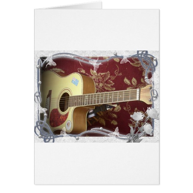 Beautiful Lovely Vintage Guitar on African Motif (Front)