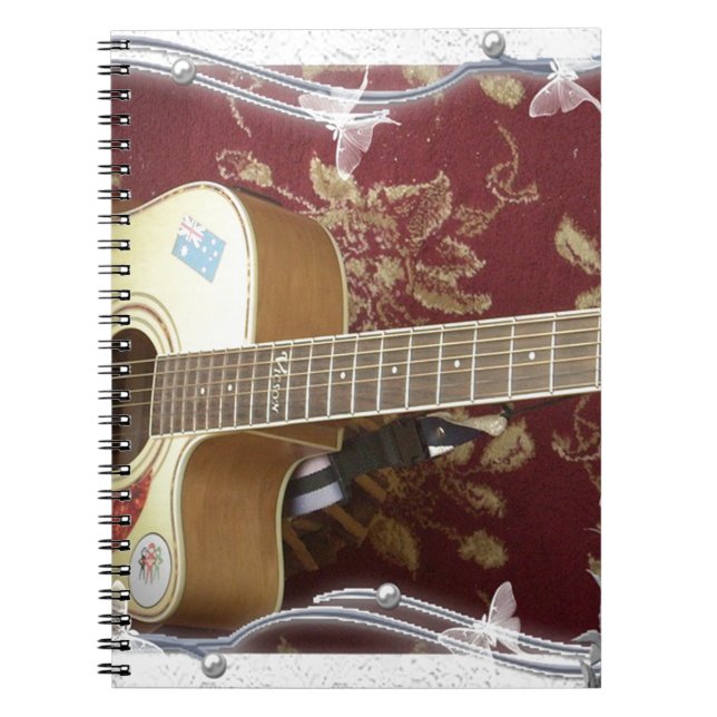 Beautiful Lovely Vintage Guitar on African Motif Notebook (Front)