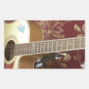 Beautiful Lovely Vintage Guitar on African Motif Rectangular Sticker