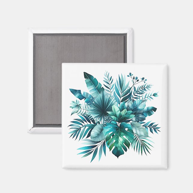 Beautiful lush tropical leaves magnet (Front/Back)
