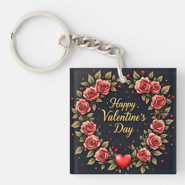 Beautiful Luxury Floral Love Modern Collection Key Ring (Front)