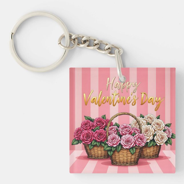 Beautiful Luxury Floral Love Popular Collection Key Ring (Front)