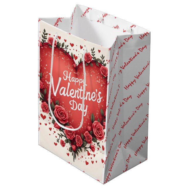 Beautiful Luxury Floral Love Trendy Collection Medium Gift Bag (Front Angled)