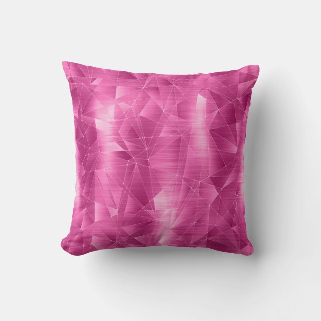 Beautiful Luxury Hot Pink Geometrical Pattern Cushion (Front)