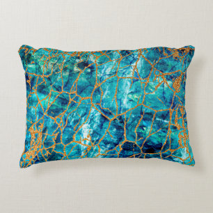 Beautiful luxury texture of blue marble with gold. decorative cushion