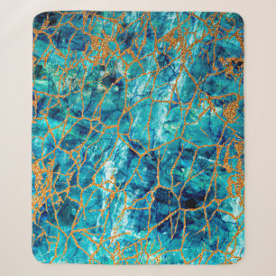 Beautiful luxury texture of blue marble with gold. sherpa blanket