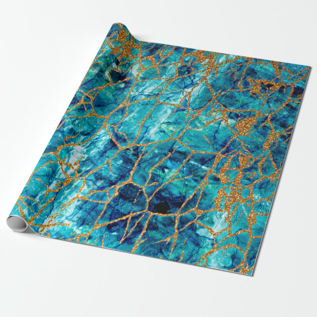 Beautiful luxury texture of blue marble with gold. wrapping paper (Unrolled)