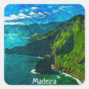 Beautiful Madeira Portugal Coastal View  Square Sticker