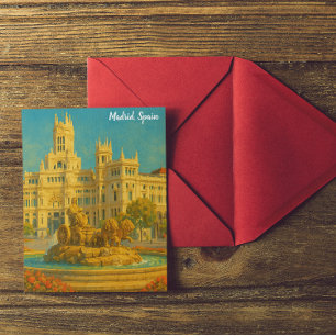 Beautiful Madrid Spain Vintage Travel Art Postcard