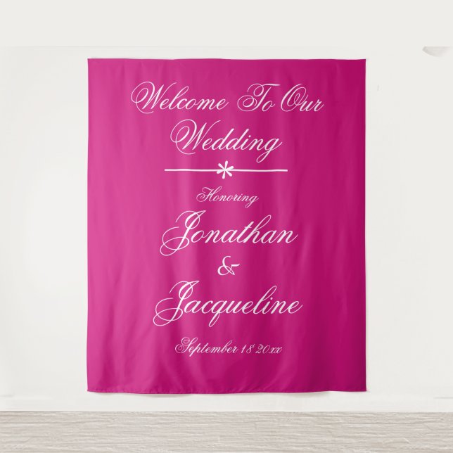  Beautiful Magenta Photo Prop Wedding Backdrop Tapestry (Front)