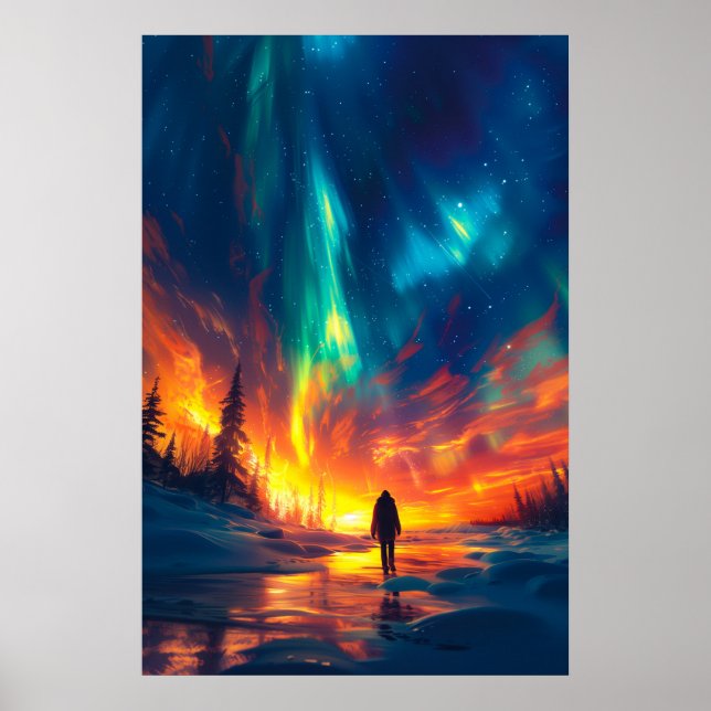 Beautiful Magical Northern Lights Poster (Front)