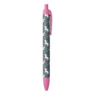 Beautiful Magical Unicorn Pattern Black Ink Pen