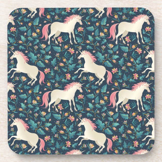 Beautiful Magical Unicorn Pattern Coaster (Front)