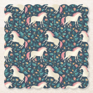 Beautiful Magical Unicorn Pattern Paper Coaster