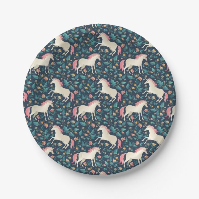 Beautiful Magical Unicorn Pattern Paper Plate (Front)