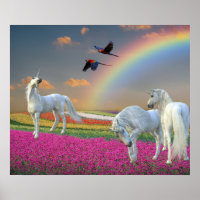 Beautiful Magical Unicorn Rainbow Flower Landscape