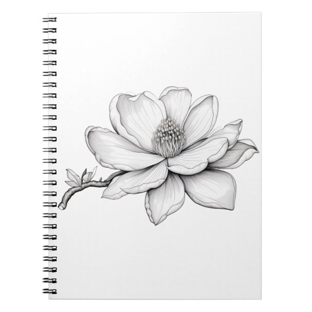 Beautiful Magnolia flower sketch Notebook (Front)