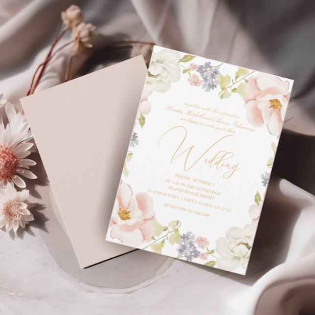 Beautiful Magnolia Flower Spring Wedding Invitation (Creator Uploaded)