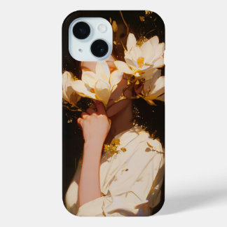 Beautiful Magnolia Flowers And Woman iPhone 15 Case