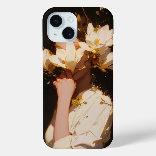 Beautiful Magnolia Flowers And Woman Case-Mate iPhone Case (Back)