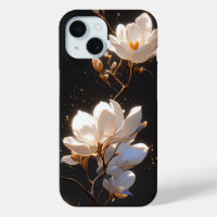 Beautiful Magnolia Flowers On Black Background