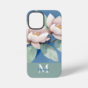 Beautiful Magnolias Personalised   Blue and White  iPhone 12 Mini Case