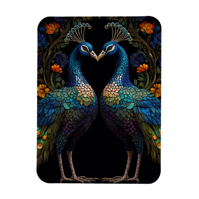 Beautiful Majestic Peacock Couple  Magnet (Vertical)
