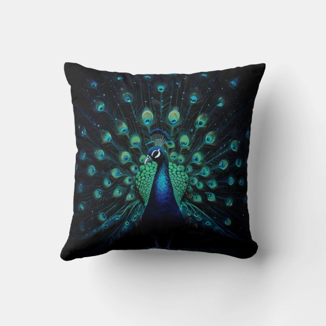 Beautiful Majestic Peacock Design  Cushion (Back)