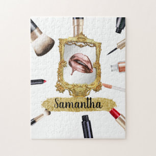 Beautiful Makeup Beauty Elegant Chic Custom Jigsaw Puzzle
