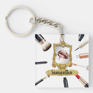 Beautiful Makeup Beauty Elegant Chic Custom Key Ring