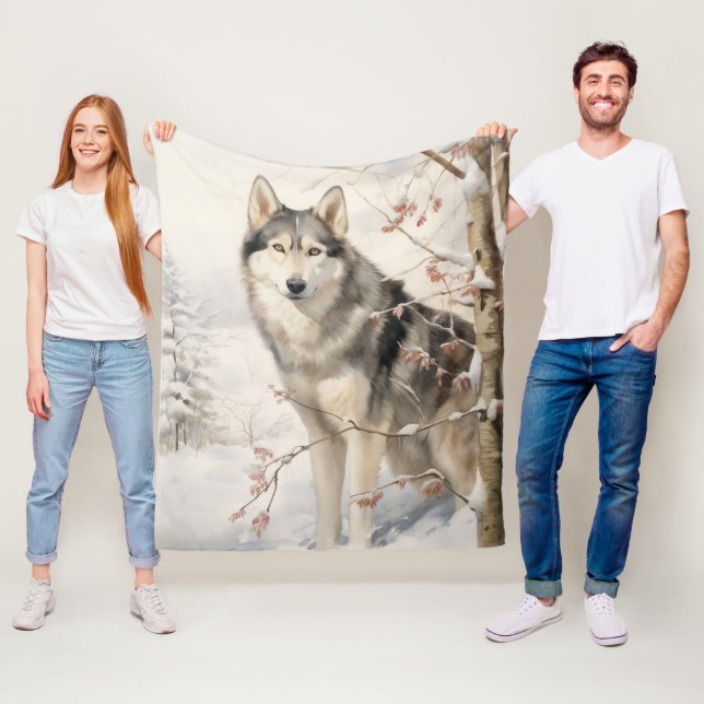 Beautiful Malamute Fleece Blanket (In Situ)