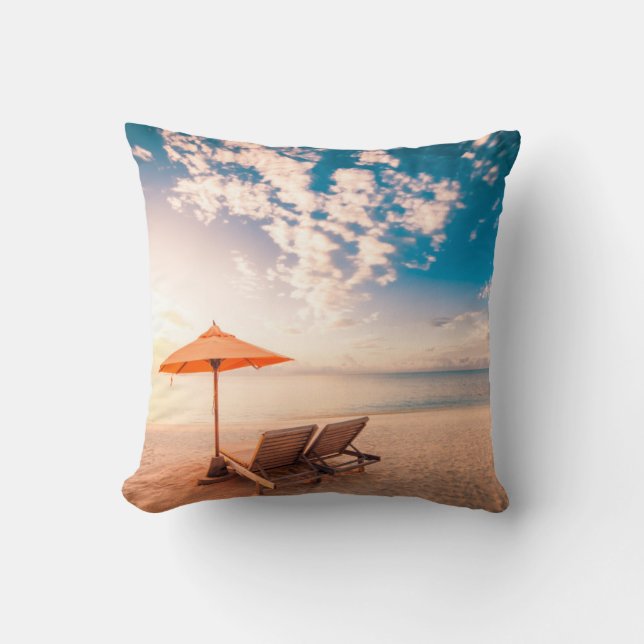 Beautiful Maldives Beach Sunset Cushion (Front)