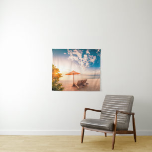 Beautiful Maldives Beach Sunset Tapestry