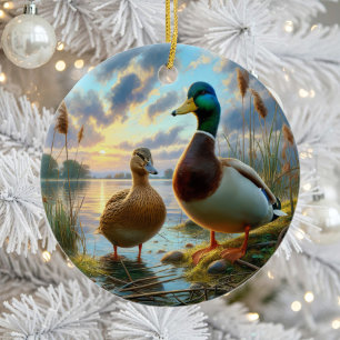 Beautiful Mallard Ducks Keepsake Ceramic Ornament