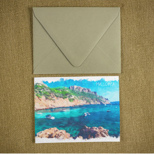 Beautiful Mallorca Watercolor Spain  Postcard