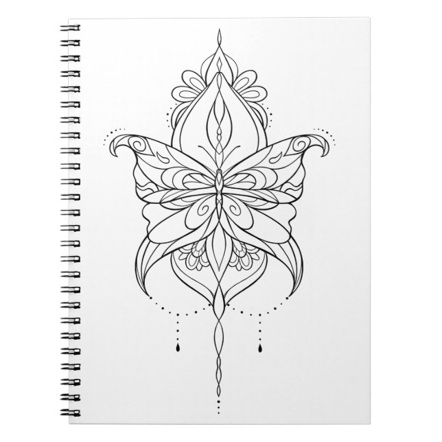 Beautiful Mandala Butterfly Design Pattern Notebook (Front)