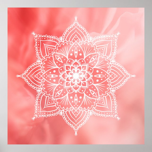 Beautiful Mandala on pink background  Poster (Front)