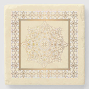 Beautiful mandala scroll design stone coaster
